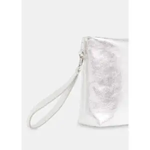 Whistles Avah Silver Zip Top Clutch
